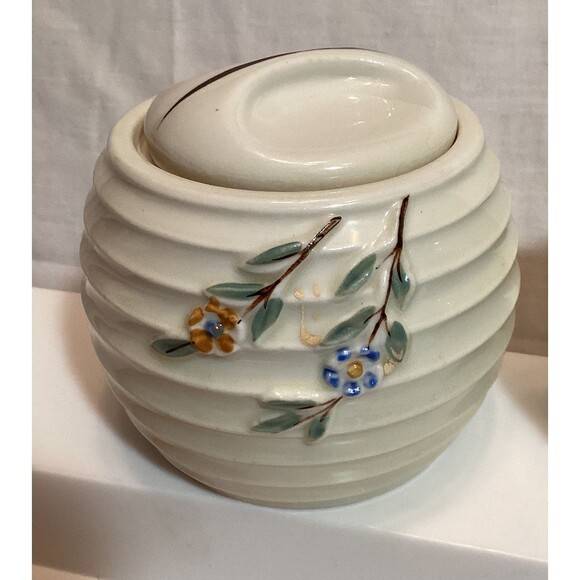 Vitreous Porcelain China Beehive Style Creamer & Sugar Bowl With Uranium Glaze - Picture 7 of 16